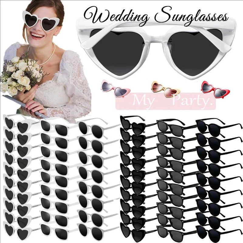 1Pc Heart Shaped Sunglasses Wedding Bridal Shower Christmas Decor Supplies Bride Bridesmaid Gift Glasses Bachelorette Party