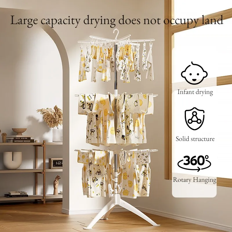 

Children's 3-Tier Tripod Clothes Drying Rack, Folding Laundry Drying Rack, Indoor/Outdoor Use, For Socks, Bed Linen, And Clothes