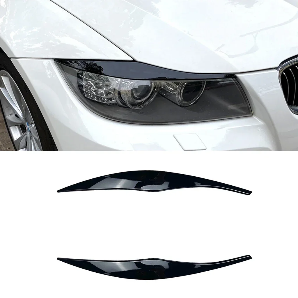 

Front Headlight Eyebrow Eyelids Stickers For BMW 3 Series E90 E91 320i 330i 2005 2006 2007 2008 2009 2010 2011 2012 Gloss Black