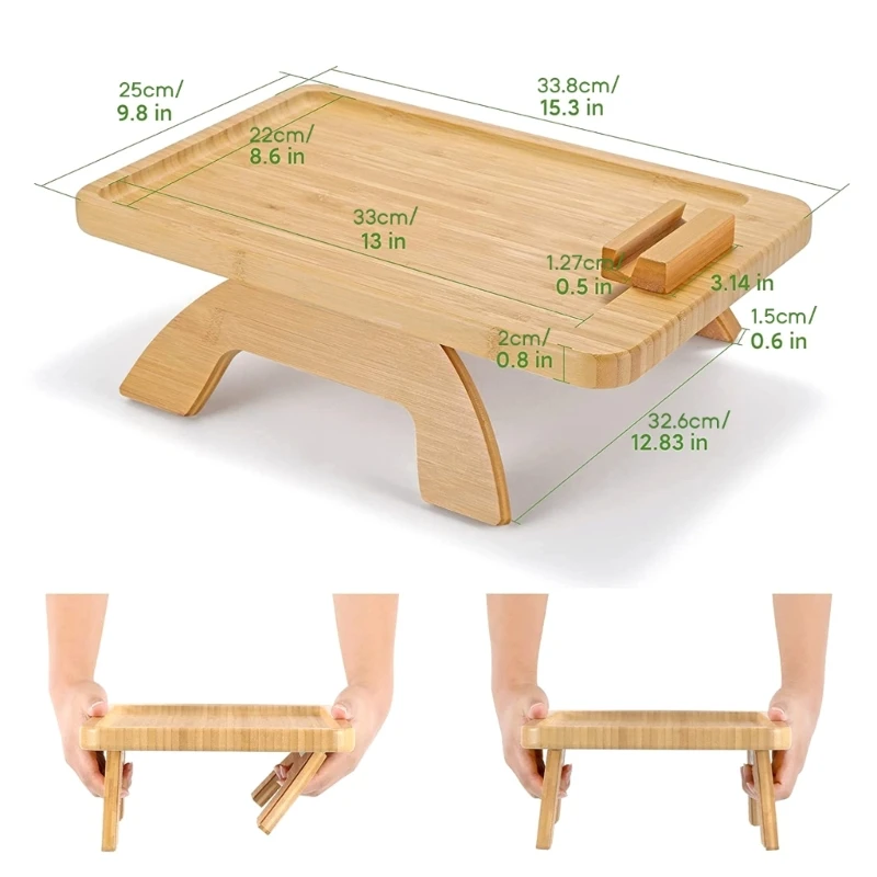 Sofa Tray Table Clip on Side Table for Wide Couches Arm Foldable Couch Tray with 360° Rotate Phone Holder Armrest Table