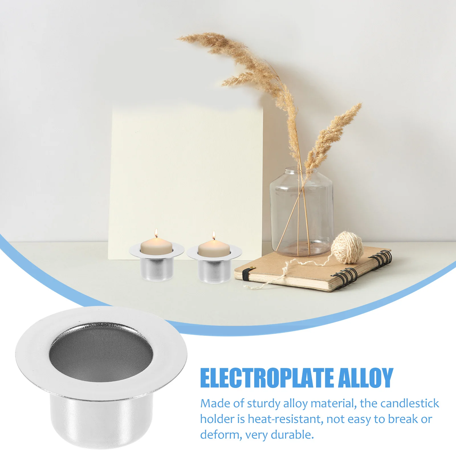 

6Pcs Crystal Holder Electroplate Alloy Vintage Candlestick Heat Resistant Metal Tea Light Holder Desktop Decoration