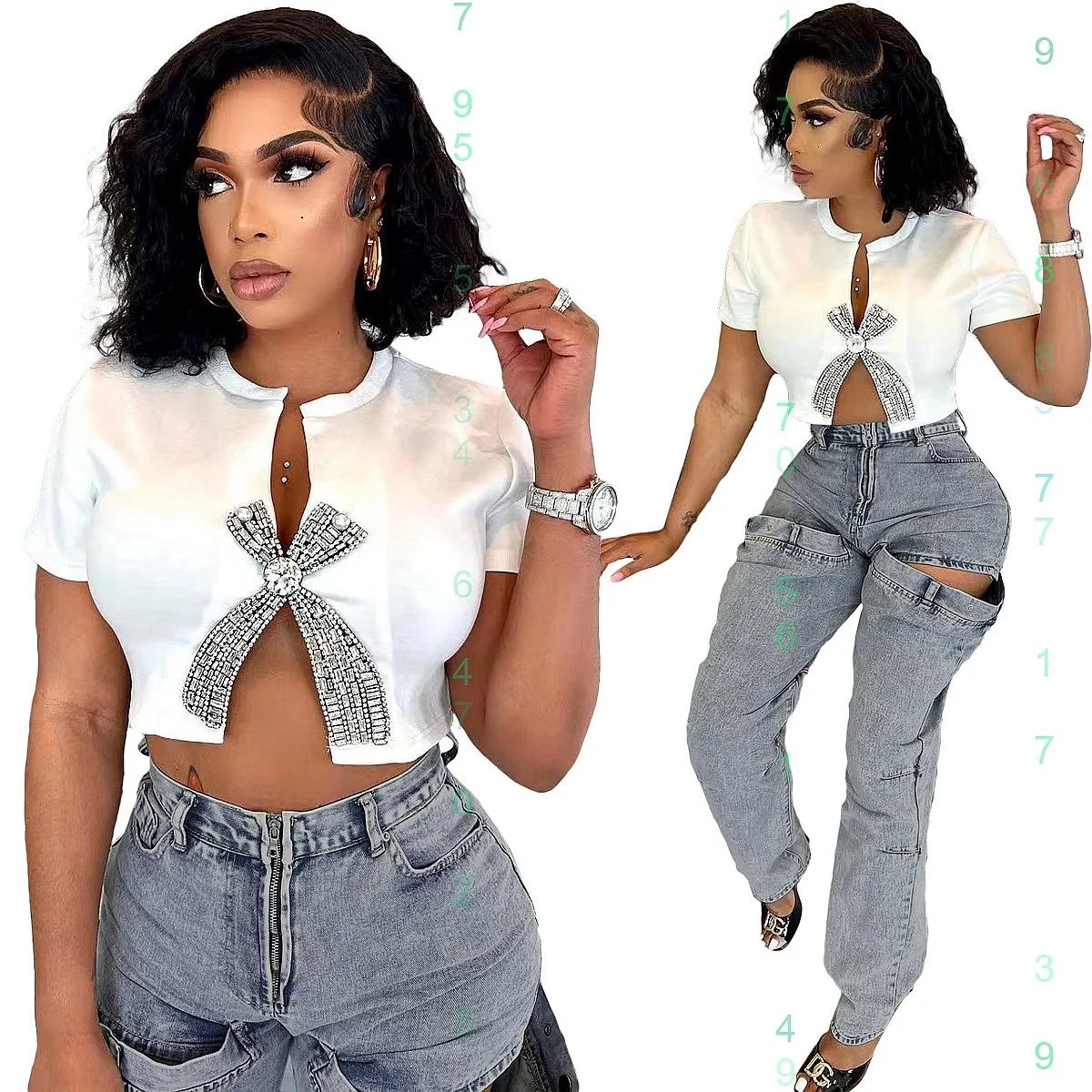Fashion Denim Jeans Women Stretchy Hollow Out Casual Jeans Spring Summer
