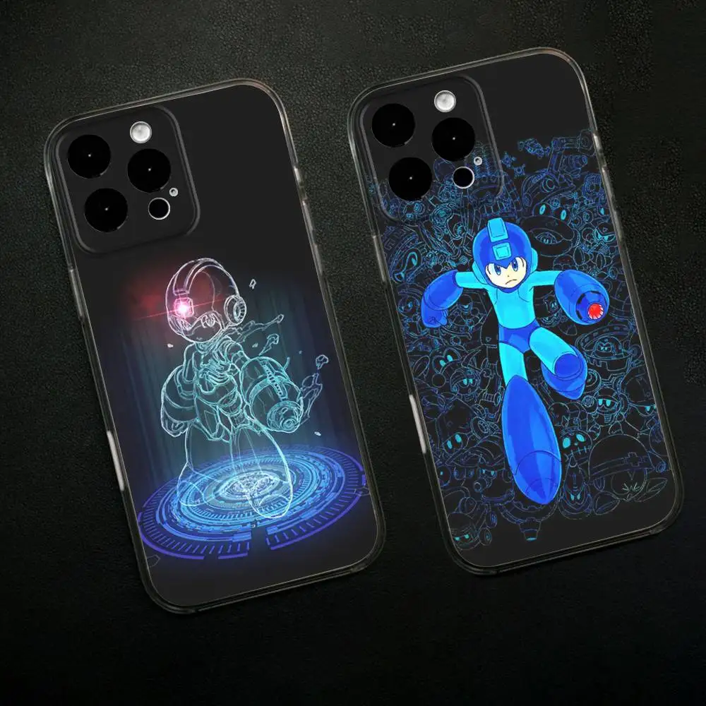 

R-Rockmans Game M-Megamans Phone Case For iPhone 16,15,14,13,12,11 Plus,Pro,Max,XR,XS,X,7,8 SE,Mini Transparent Silicone Soft