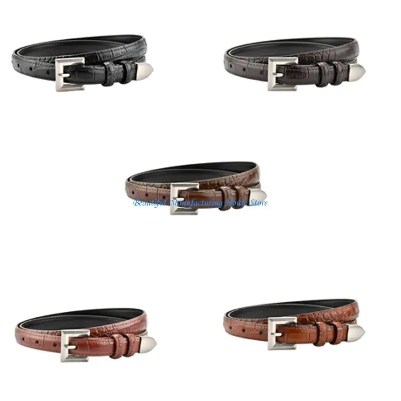 

E56A Elegant Women's Waist Belt Thin Waistband with Metal Clasp for Office Meetings