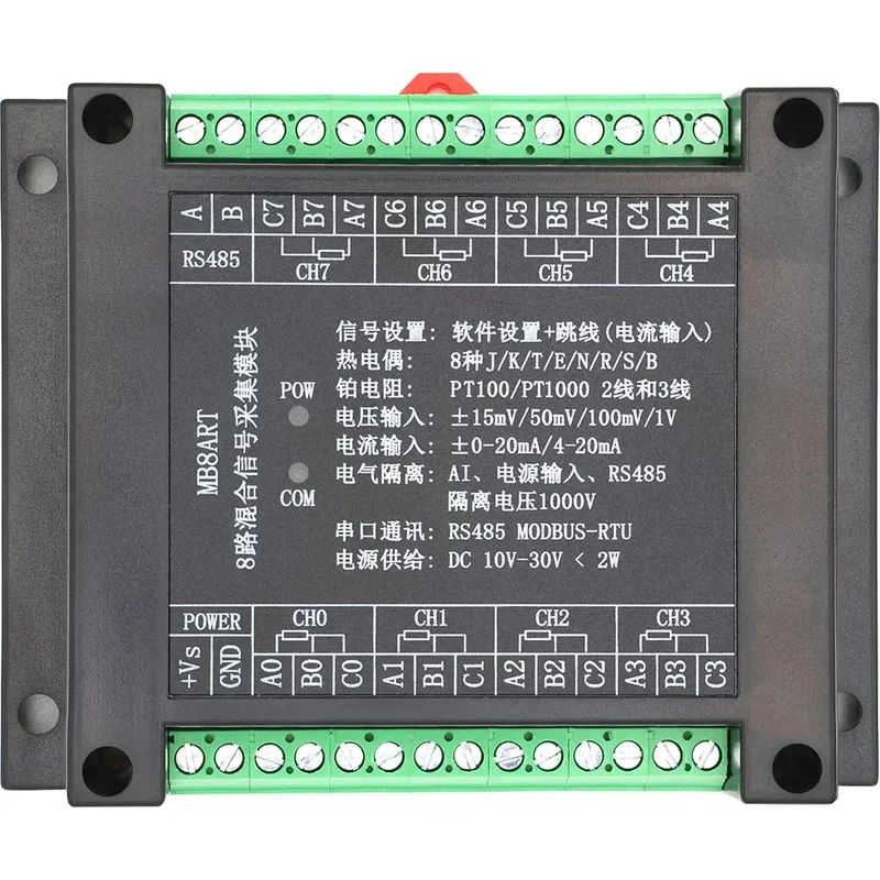 

MB8ART PT100 PT1000 8-Channel Platinum Resistance RTD High-Precision Temperature Acquisition Module MODBUS RS485