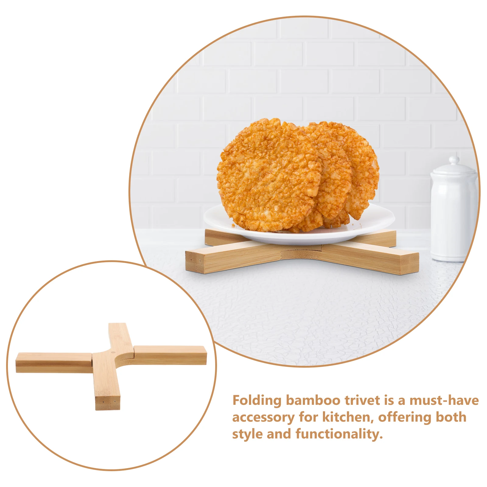 

Folding Bamboo Bowl Mats Pot Holders Hot Pads for Table Trivets Pans Kitchen Nonslip Heat Insulating Versatile Storage
