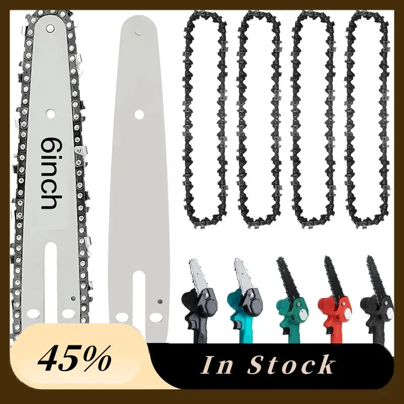 

A60Z Top 10PCS 6 Inch Sharp Chain And Guide Rail Set For Mini Saw Special Chain Hardware Tool Saw Chain