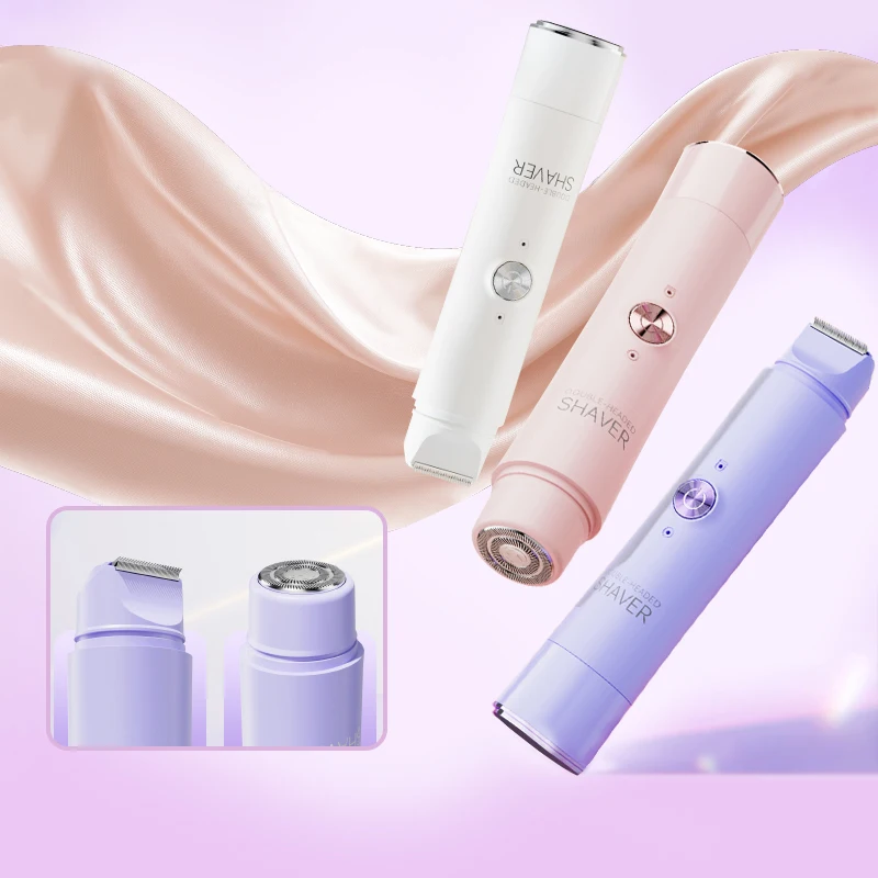 Tondeuse électrique 2 en 1 pour les poils du corps, tondeuse pour le visage à chargement USB, épilateur pour le bikini, appareil d'épilation compact et portable