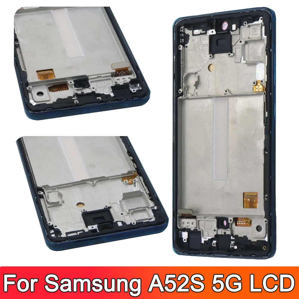 OLED LCD Screen For Samsung Galaxy A52S 5G SM-A528 Phone LCD Display with Frame and Digitizer Full Assembly Replacement Part