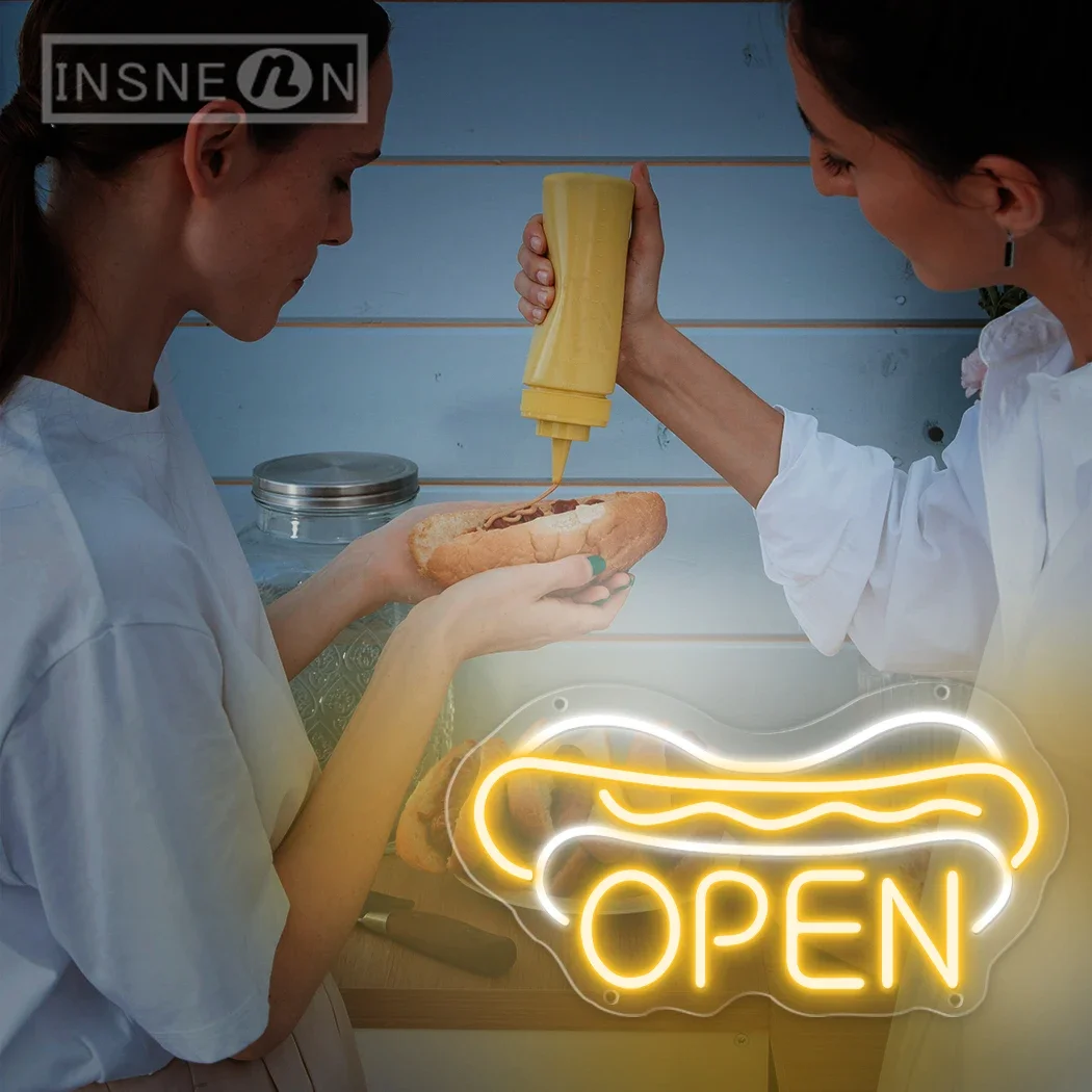 

Open Neon sign LED Hamburger Shop Sandwich Shop Business Signage Restaurant Neon Decoration Neon Sign Light Wall Decoration