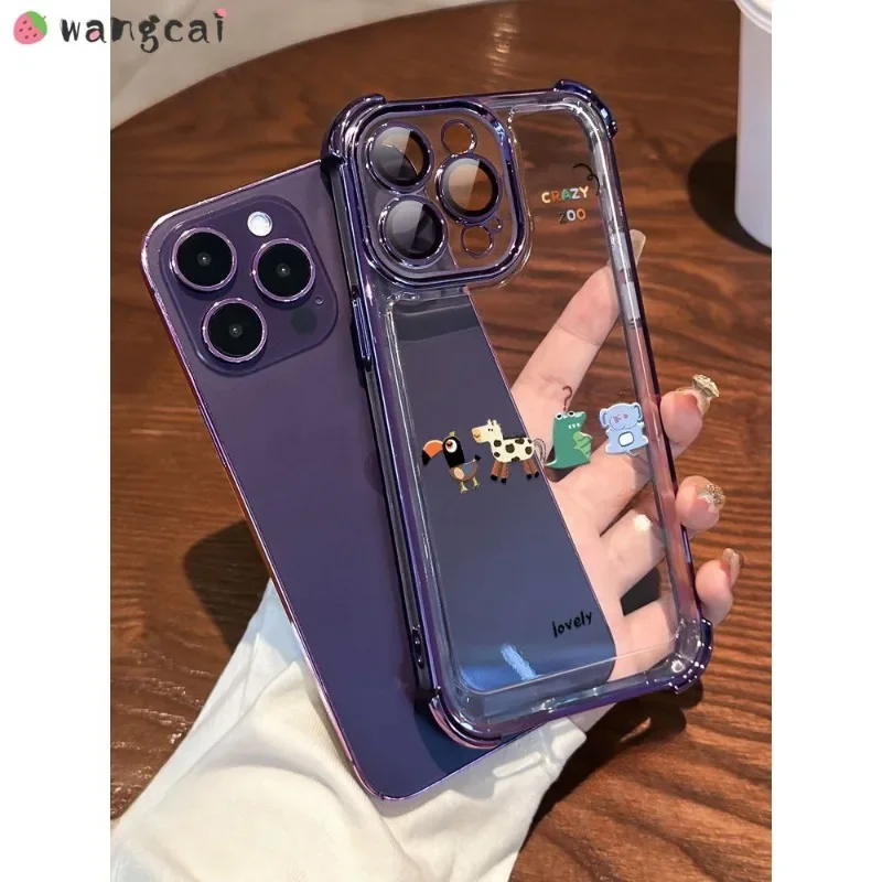 For Motorola MOTO G84 G54 G52 G30 G20 G10 iTEL A70 Phone Case Transparent Plating Four Corners Anti-Fall Couple Cute Soft Cover