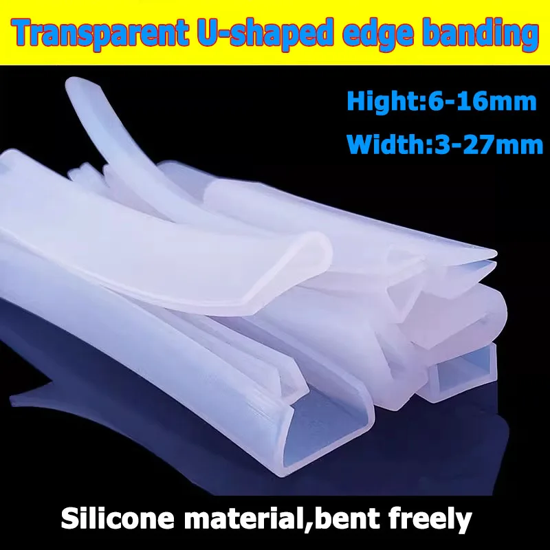 

1Meter Silicone Rubber U-Shape Seal Soft Window Door Shower Room Frameless Glass Table Edge Protection Strip