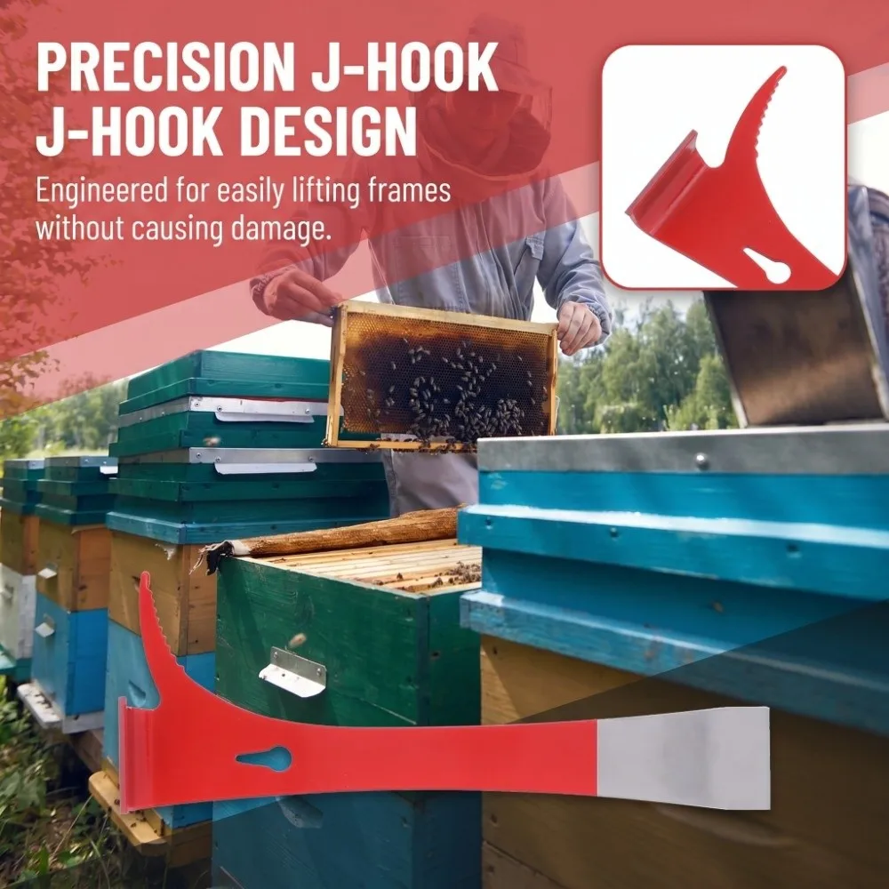 Portable Stainless Steel Beekeeping Scraper 3-in-1 J Hook Beehive Scraper Honey Cutting Tool Frame Separation