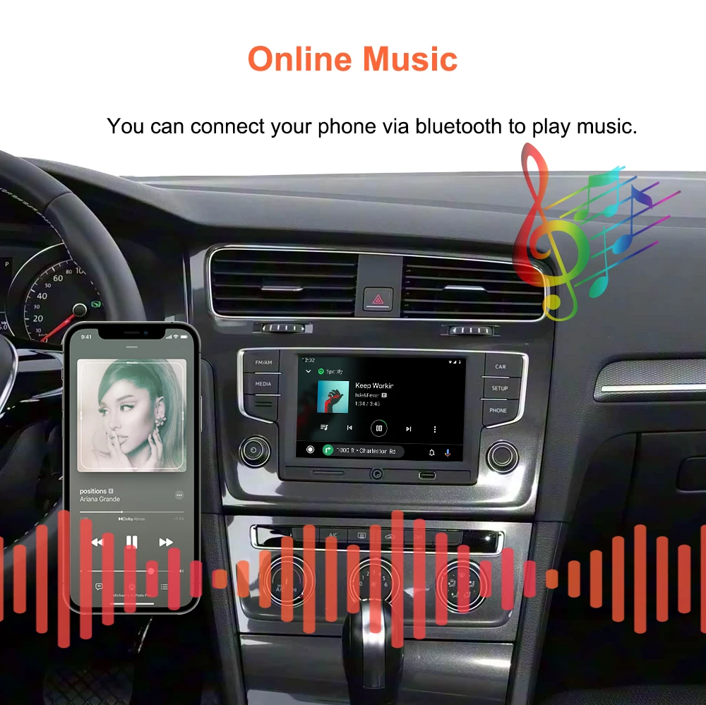 Bonroad Kabelloses Carplay Android Auto Modul Airplay AutoLink Mirror für VW Volkswagen MIB MIB2 Golf 7 Polo Passat B8 Tiguan Box – Detail 11