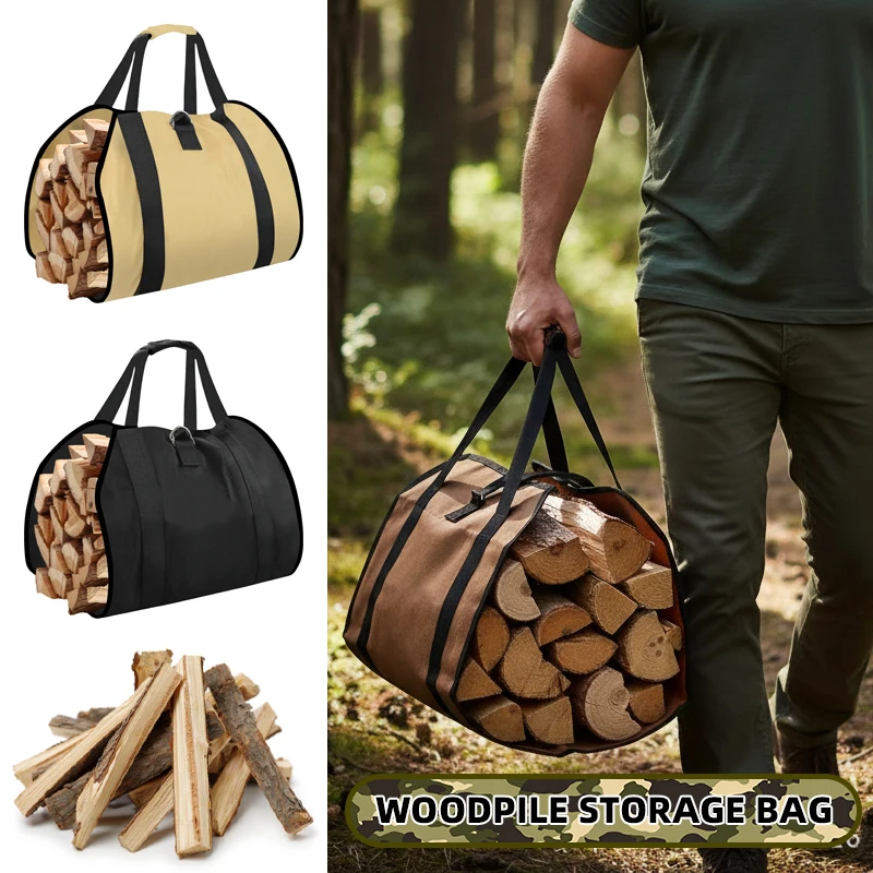 

1pc Firewood Log Carrier Tote Bag, Portable Heavy-Duty Log Tote With Handles For Camping and Fireplace, Large Firewood Carrier