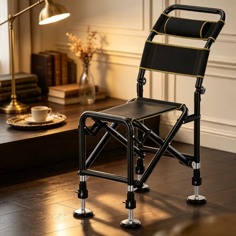 Aluminum Fishing Chair Adjustable Height Portable Folding Seat with Backrest Lightweight Comfortable Outdoor Stool for Picnic