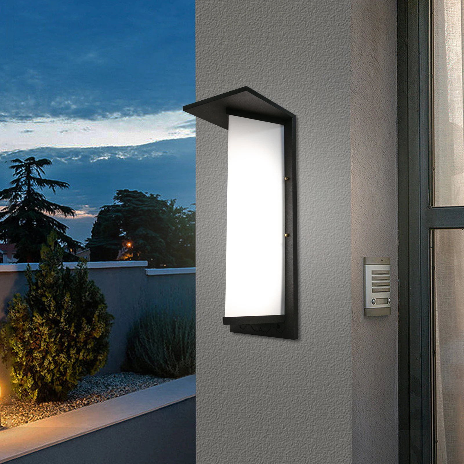 

Modern Outdoor Wall Lamp – IP55 Waterproof Black Aluminum & PC Sconce Light for Garden, Porch, Patio & Entryway