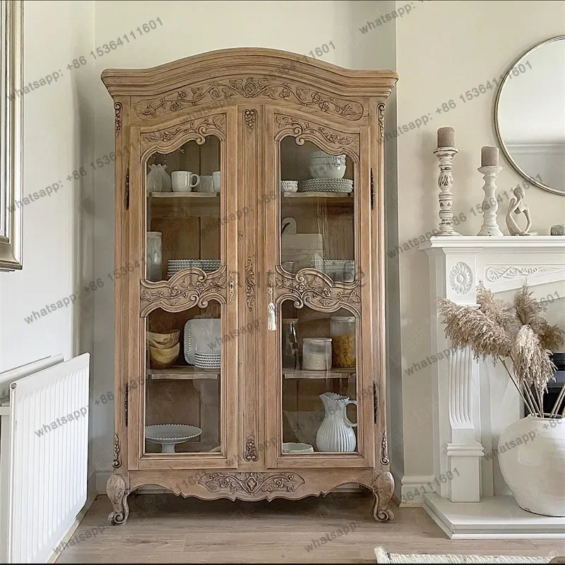 

Винный шкаф-буфет FGNordic в стиле французского американского ретро, из массива дерева с двойными стеклянными дверцами