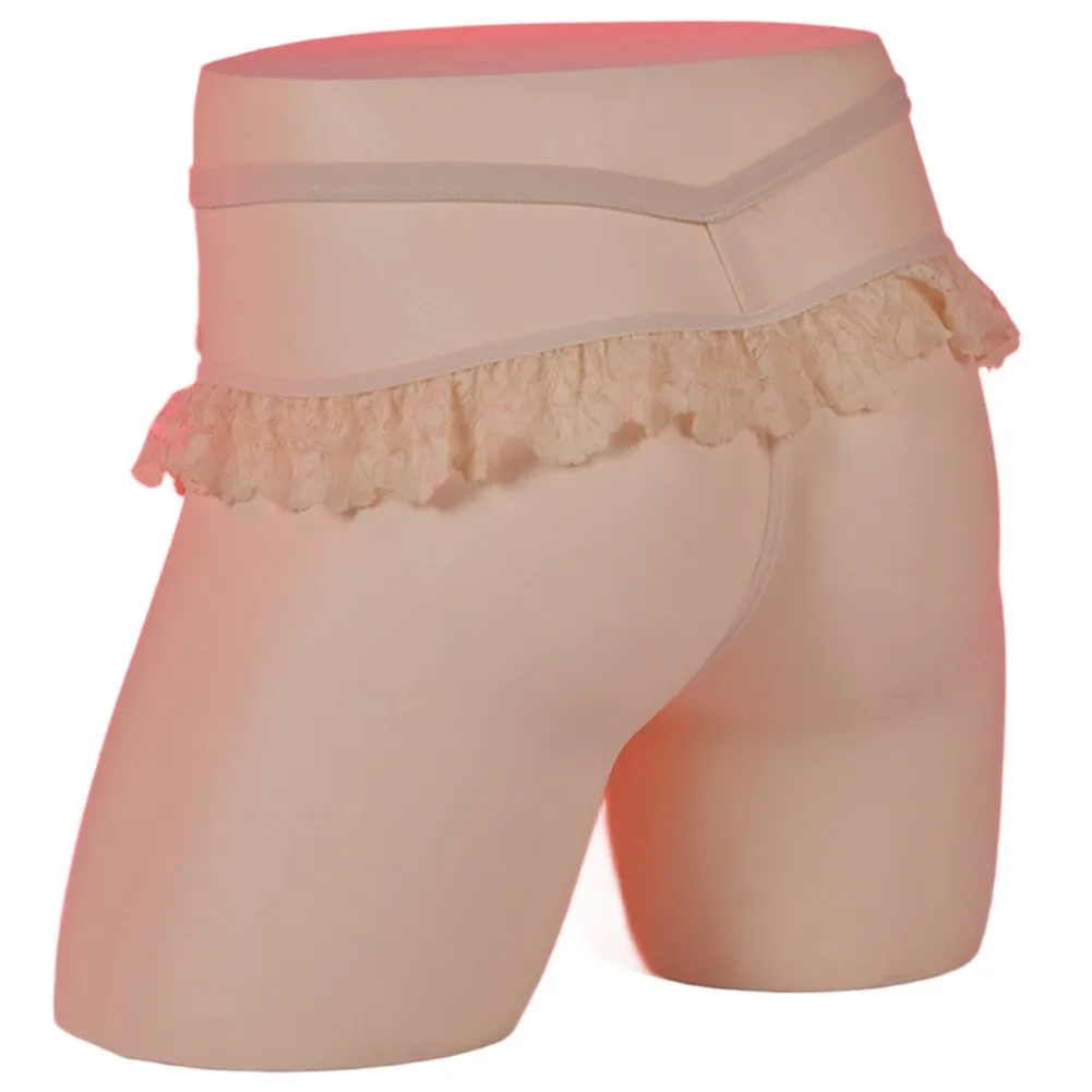 

Men Comfortable Padded Pouch Thongs G-string Transparent Lace Mesh Hollow Out Low Waist Underwear Lingerie