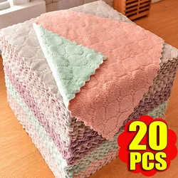 Super Absorbent Microfiber Towel Kitchen Cleaning Coral Velvet Non-stick Oil Dishcloths Double Layer Washing Rags Scouring Cloth