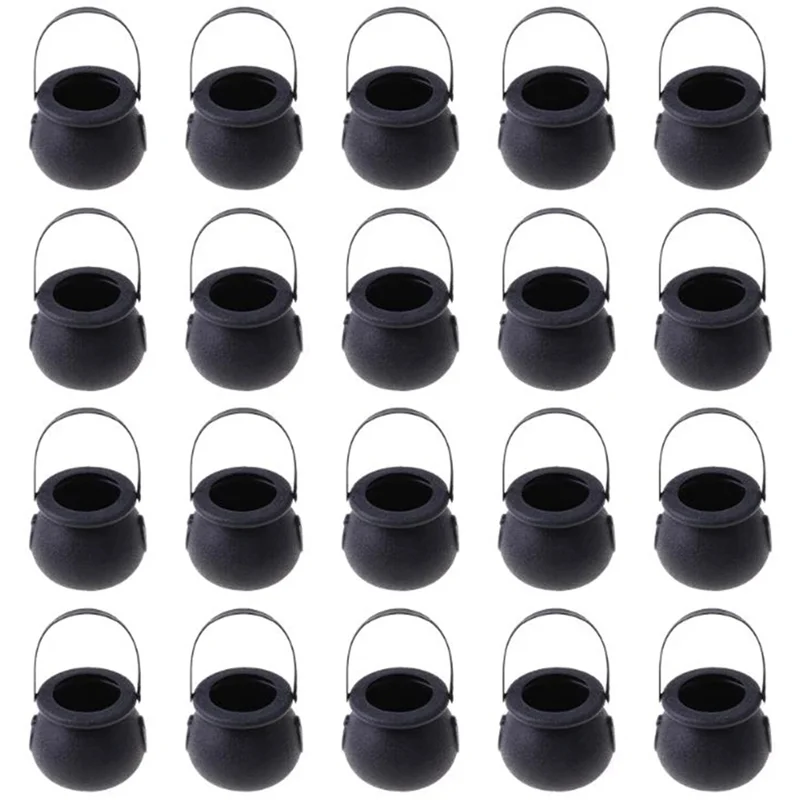 20 Pcs Mini Candy Kettles Witch Skeleton Cauldron Holder Pot with Handle for Halloween Easter St Patrick'S Day Party