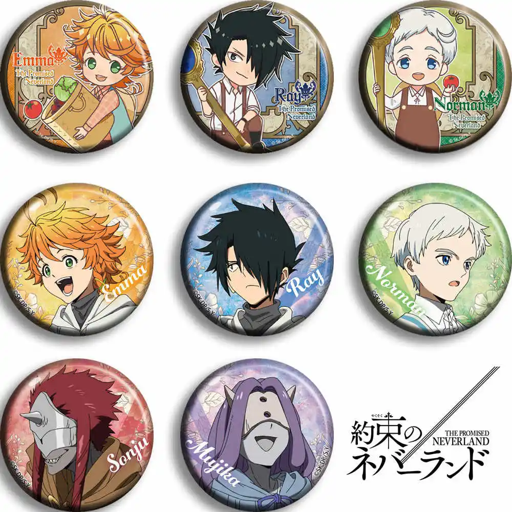 Anime Yakusoku No The Promised Neverland Emma Ray Norman Pins Badge Cosplay Cartoon Itabag Bedge Button Brooch DADGE Xmas Gift