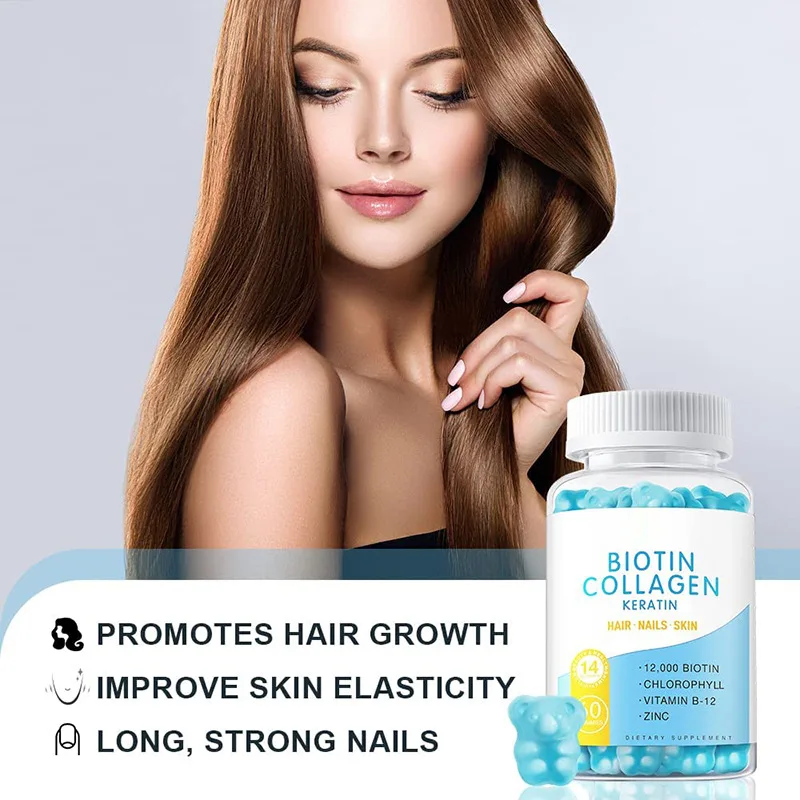 

Vitamin biotin collagen gummies maintain skin elasticity, promote skin fiber synthesis, and maintain healthy hair and nails