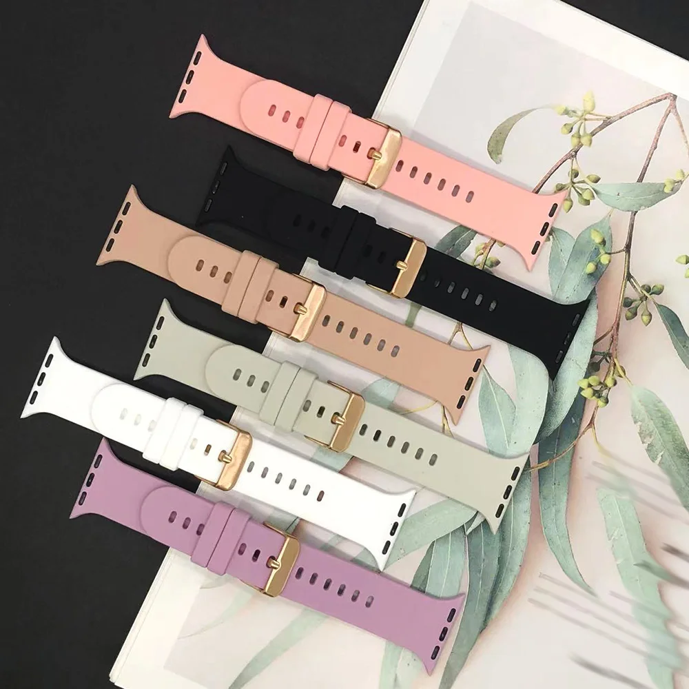 Silicone Adjustable Strap For Apple Watch 38/40/41/42mm  Soft Bracelet For IWatch Series 10/9/8/7/6/5/4/SE/SE2 Watch Accessories