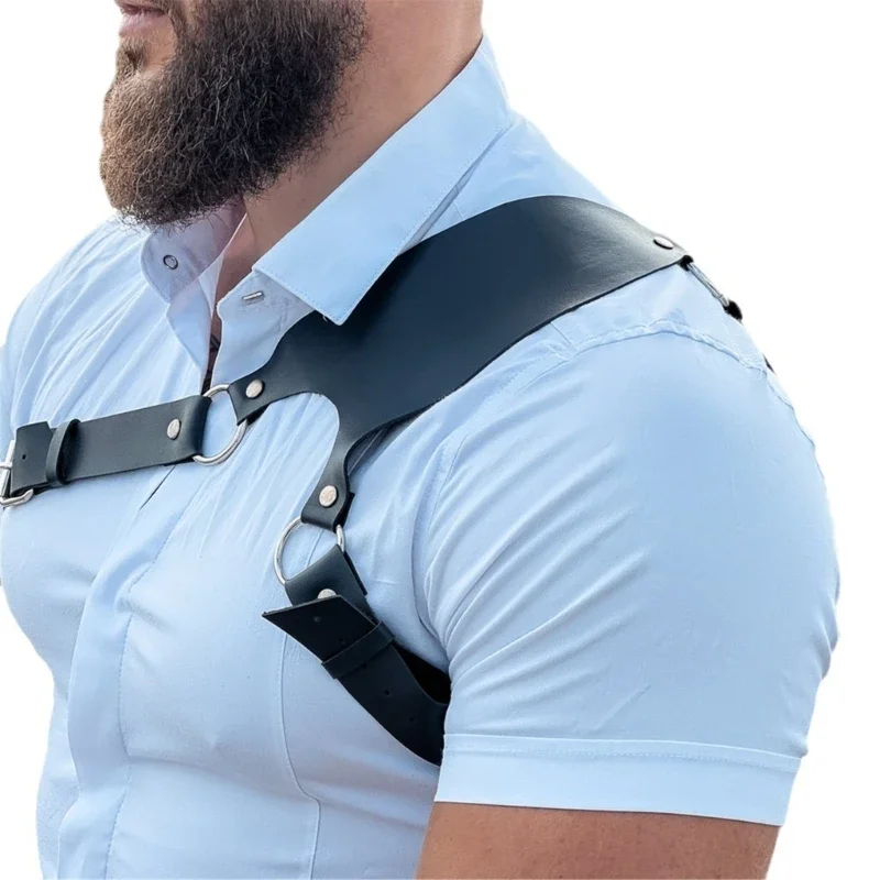 Sangle de Poitrine Punk en Cuir pour Homme, Ceinture SFP Réglable, brevGothique, Carnaval, ix, Accessoires de Costume