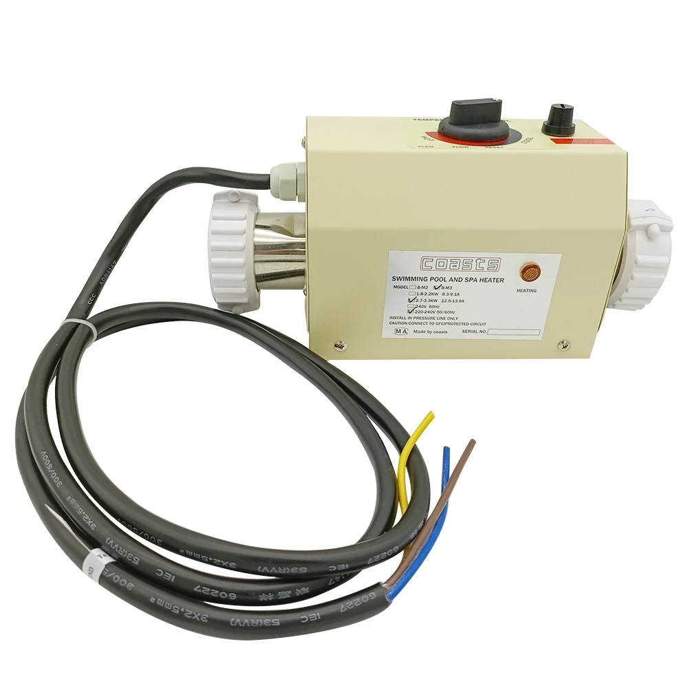 220V 3KW Electric Water Heater Thermostat for Swimming Pool Bathtub SPA Bath For Massage Hot Tub and Jacuzzi