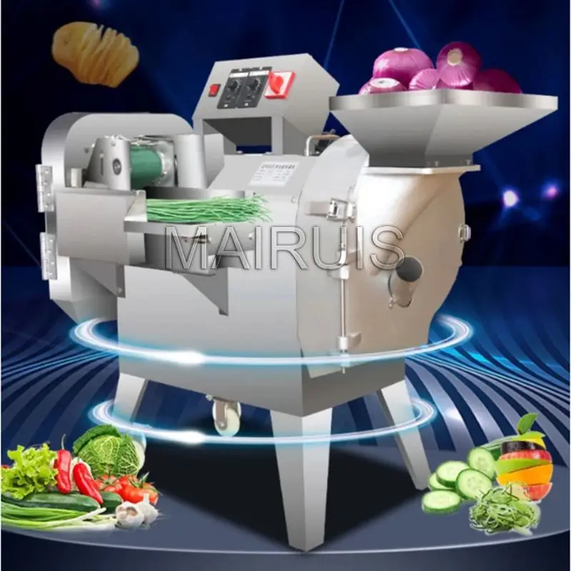 Commercial Electric Cucumber Ginger Slicer Shred Vegetable Cutter Double Headed Multi Function Automatic Chopper