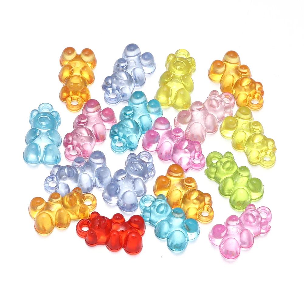 50 Stück bunte Bären-Acrylperlen, niedliche transparente Gummibärchen-Serie, Perlen für die Schmuckherstellung, DIY-Armband, Ohrringe, Weihnachtsgeschenk – Detail 2