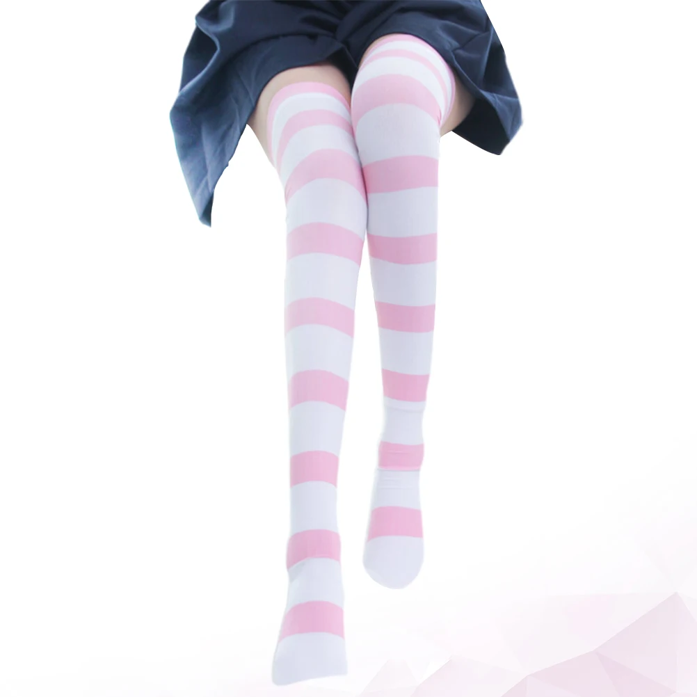 Gatto artiglio a righe sopra il ginocchio da donna cartone animato carino morbido traspirante traspirante sopra il ginocchio elastico festa quotidiana