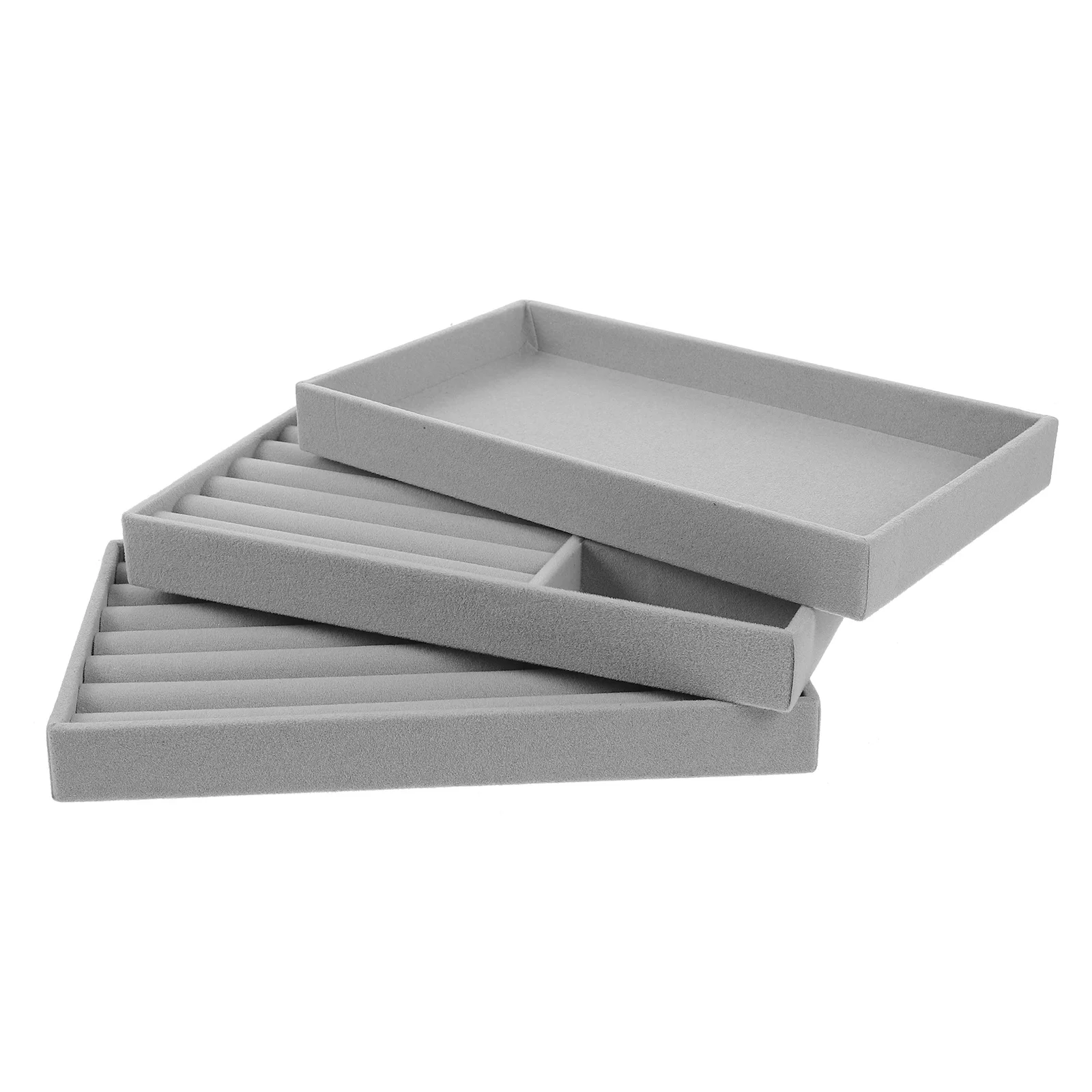 

3Pcs Stackable Jewelry Organizer Tray Large Jewelry Storage Display Holder for Rings Earrings Necklaces Bracelets Desktop