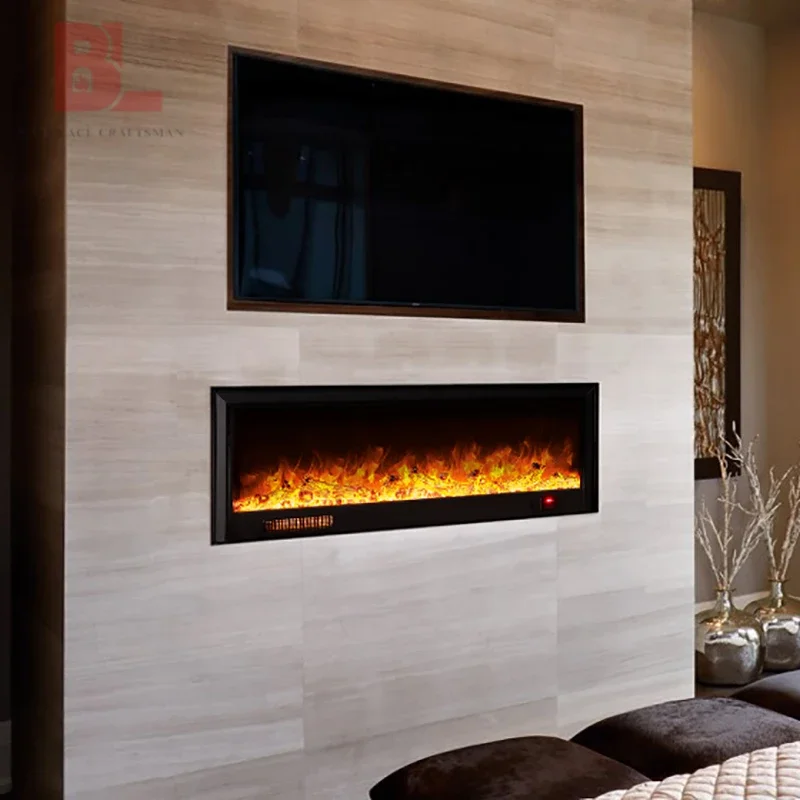 Heating Function Modern Flame Heater Recessed Automatic Constant Temperature Built-In Electric Fireplace Inserts