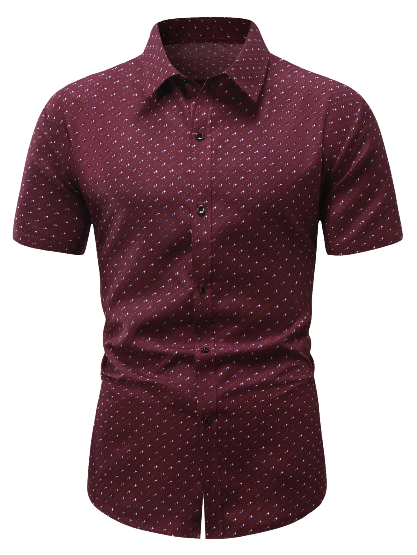 Men\'s Star Dots Printing Short Sleeve Button Up Shirts Floral Dressing Shirts Short Sleeve Button Down Shirts Casual Shirts for