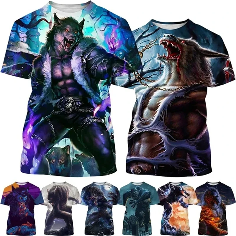 Funny Werewolf 3D Printed Short-sleeved T Shirt Men's Classic Tees Hip-hop Style Streetwea Baggy Comfortable Top Ropa Hombres