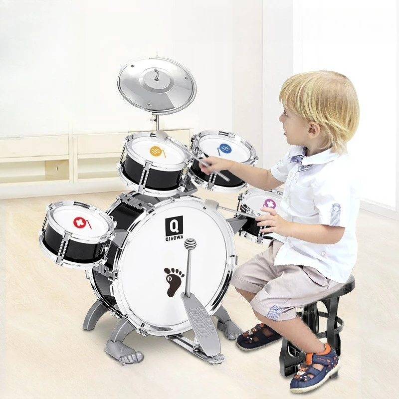 Kids Drum Kits Preschool Learning Toy Music Enlightenment Mini Drum Set Simulation for Boys Kids Preschool Children Gifts