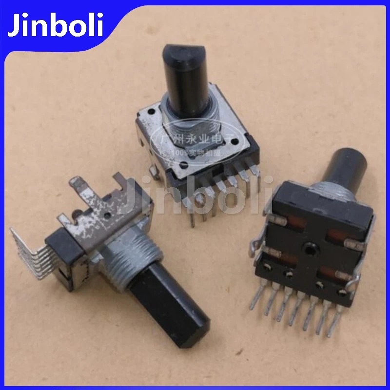 2PCS RK14 Type 7Pins Double Vertical Rotary Potentiometer A50K A503 Audio Volume Amplifier Potentiometer Half Shaft Length 18MM