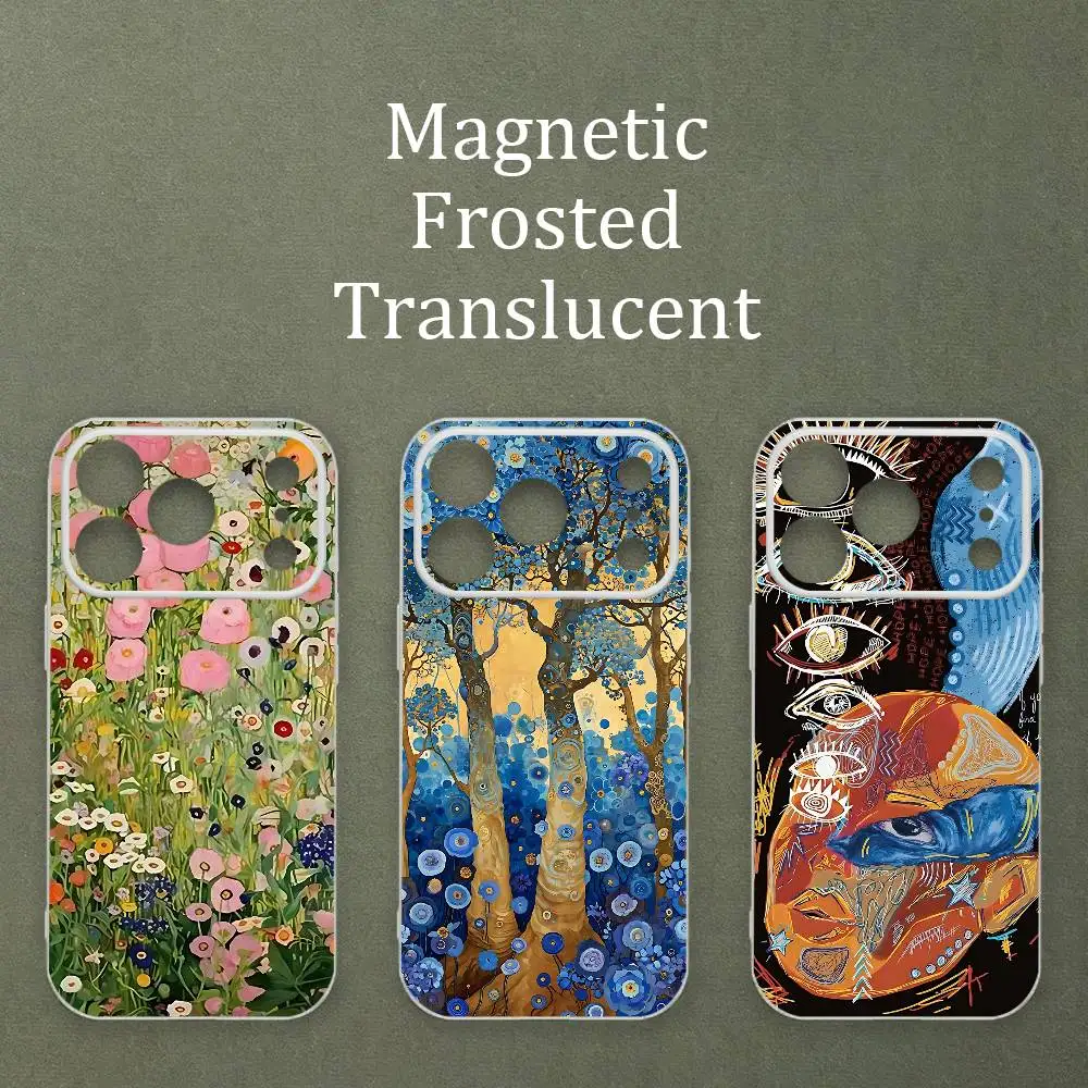 G-Gustav K-Klimt Garden Magnetic Matte Semi Clear Soft Case For MagSafe Shell iPhone 11 15 17 16 12 14 13 Pro Max