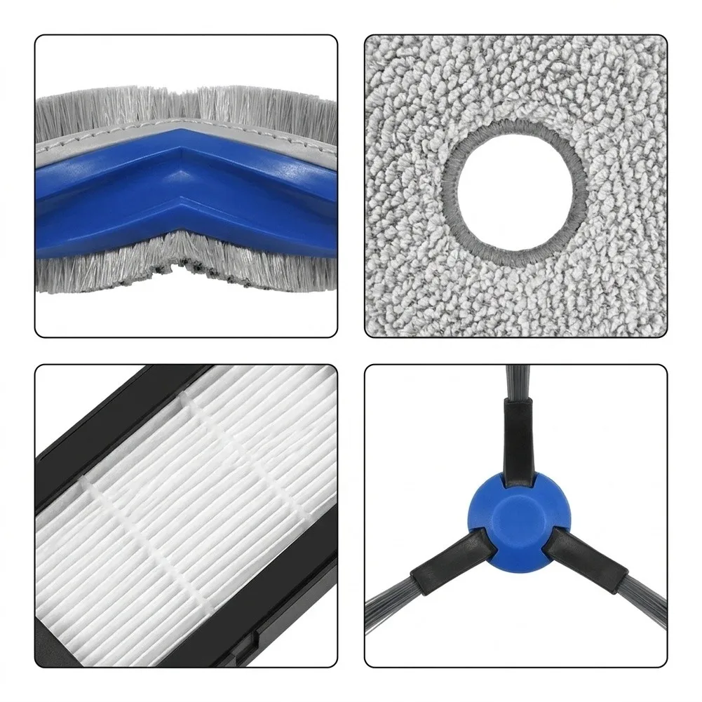 Main Side Brush Filter Mop Cloth Kit For Bosch Spotless Max-BCRDW3B / BCRDW3BAB & Spotless Max-Cam BCRDW3BX Vacuum Cleaner Parts