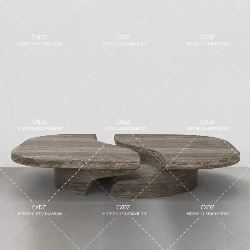 Nordic Light Luxury Natural Marble Coffee Table Modern Simple Creative Special Shaped Small Apartment Living Room Home