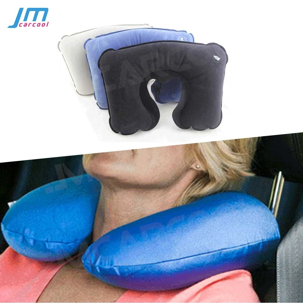 U-shaped Travel Pillow Car Accessories Office Inflatable Neck Pillow Short Plush Cover PVC Support Headrest Soft Nursing Cushion