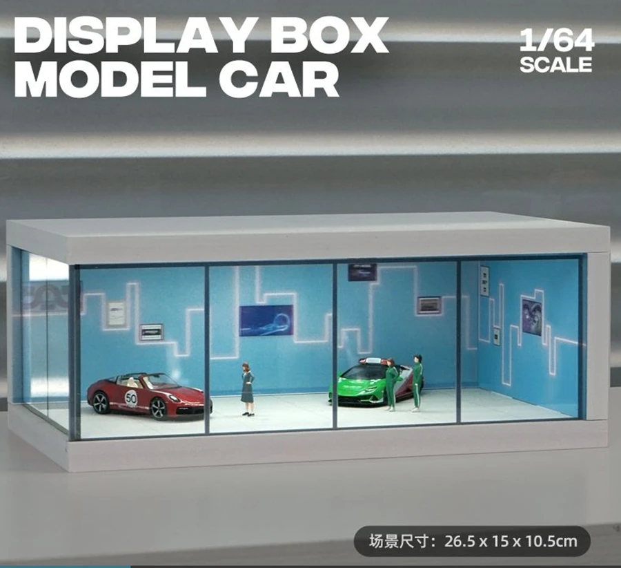 MoreArt 1/64 Parking lot model light version scene model display box TIMEMicro Simulation alloy car exhibition hall scene storag