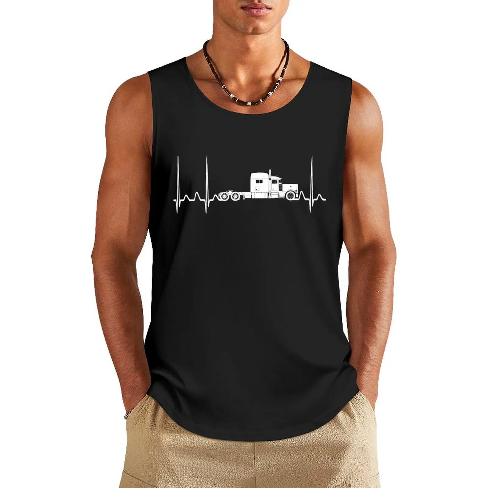 

Peterbilt 379 Truck Driver Heartbeat Tank Top sleeveless vest men gym shirt man