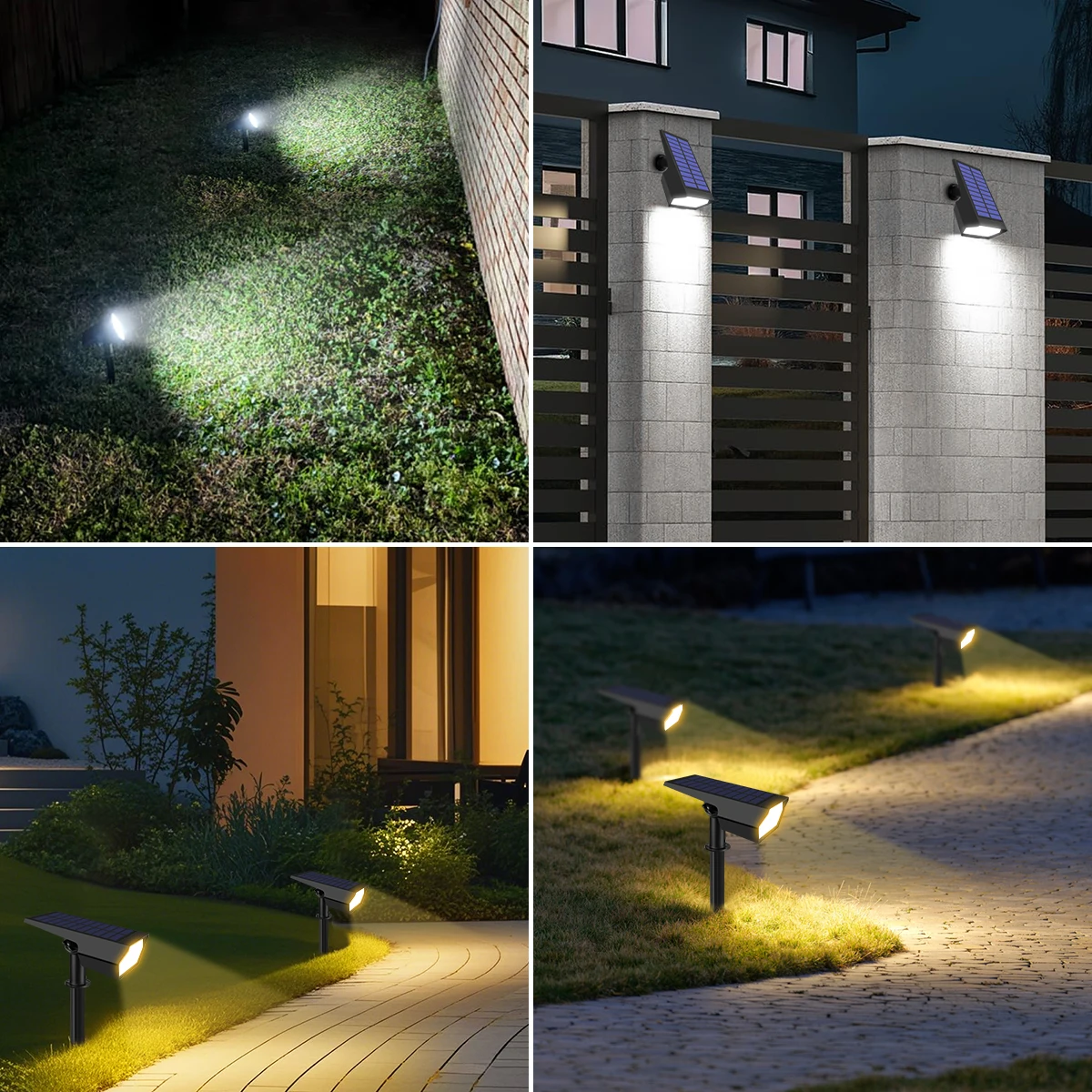 Solar Rechargeable LED Lawn Light Dusk to Dawn Light Sensor Outdoor Garden Path Spotlight For Backyard Yard Landscape Decoraiton