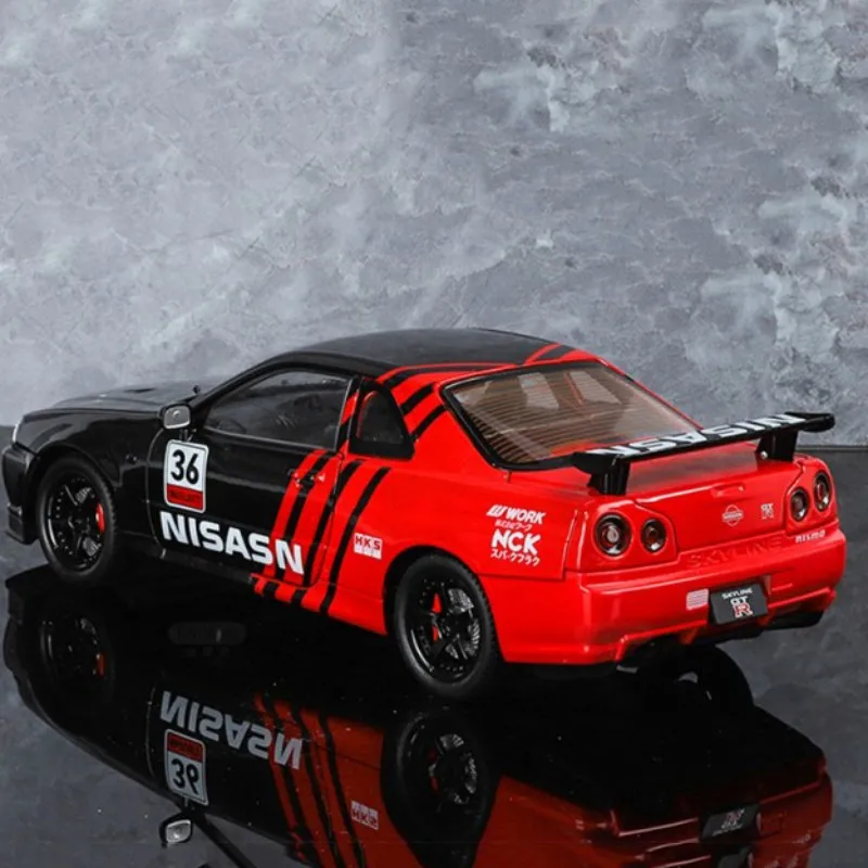 1:24 Nissan Skyline GTR R34 Alloy Scale Car Model Diecast Metal Sound＆Light Collection Fast & Furious Children Toy Car Gifts