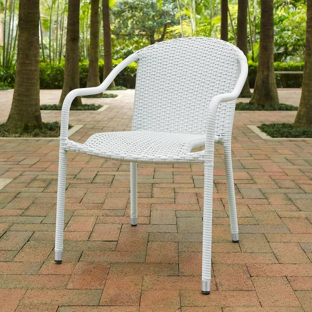 Palm Harbor Outdoor Willow Stackable Chair, 4-piece Set, White