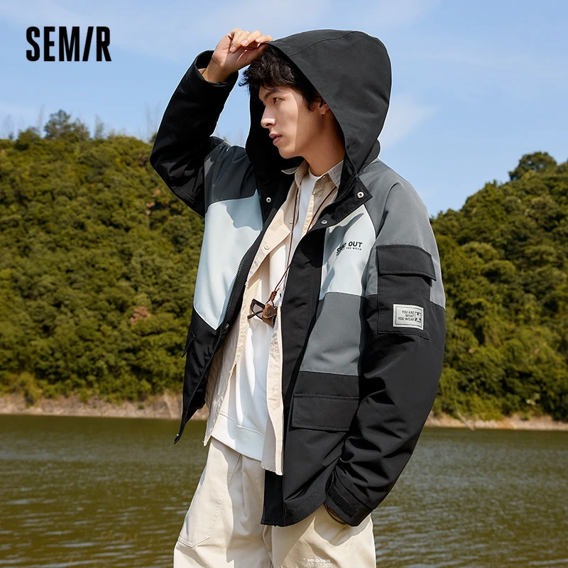 Semir Jacket Men Three-Proof 2022 Autumn Outdoor New Color Matching Jacket Tooling Tide Brand Couple Autumn Clothes