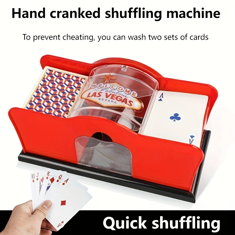Manual 2-Deck Playing Card Shuffler, Hand Crank Card Shuffling Machine for Poker, Texas Holdem, Blackjack and Table Games image 3